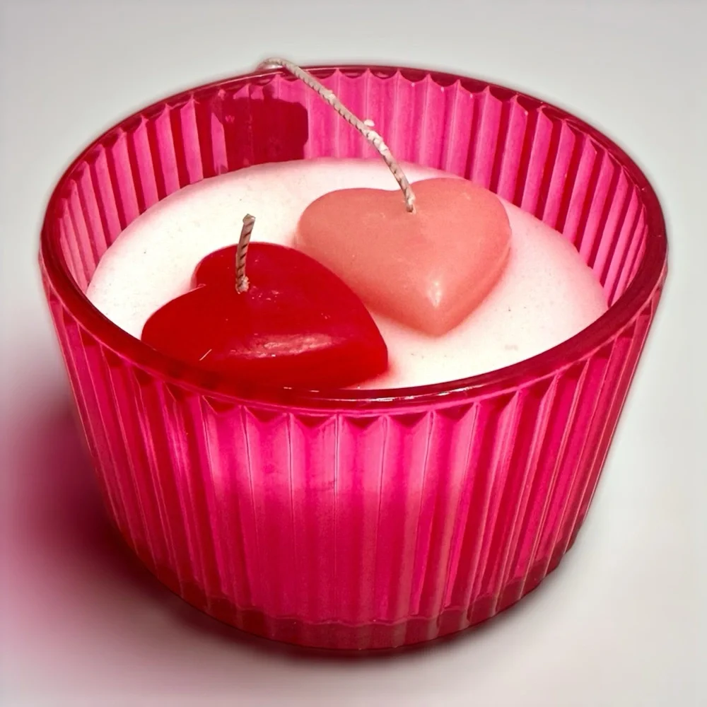 Coquette Heart Candle Pink Glass Jar Teddy Bear Charm NWT